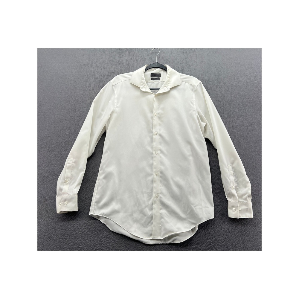 Calvin Klein Dress Shirt Mens Sz M Slim Fit Infinite Non-Iron White Long Sleeve